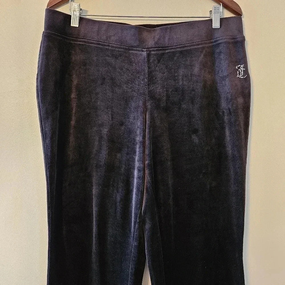 Juicy Couture Y2K Velvet Wide Leg Joggers Women's Pants Black Size  Large. - Picture 3 of 13
